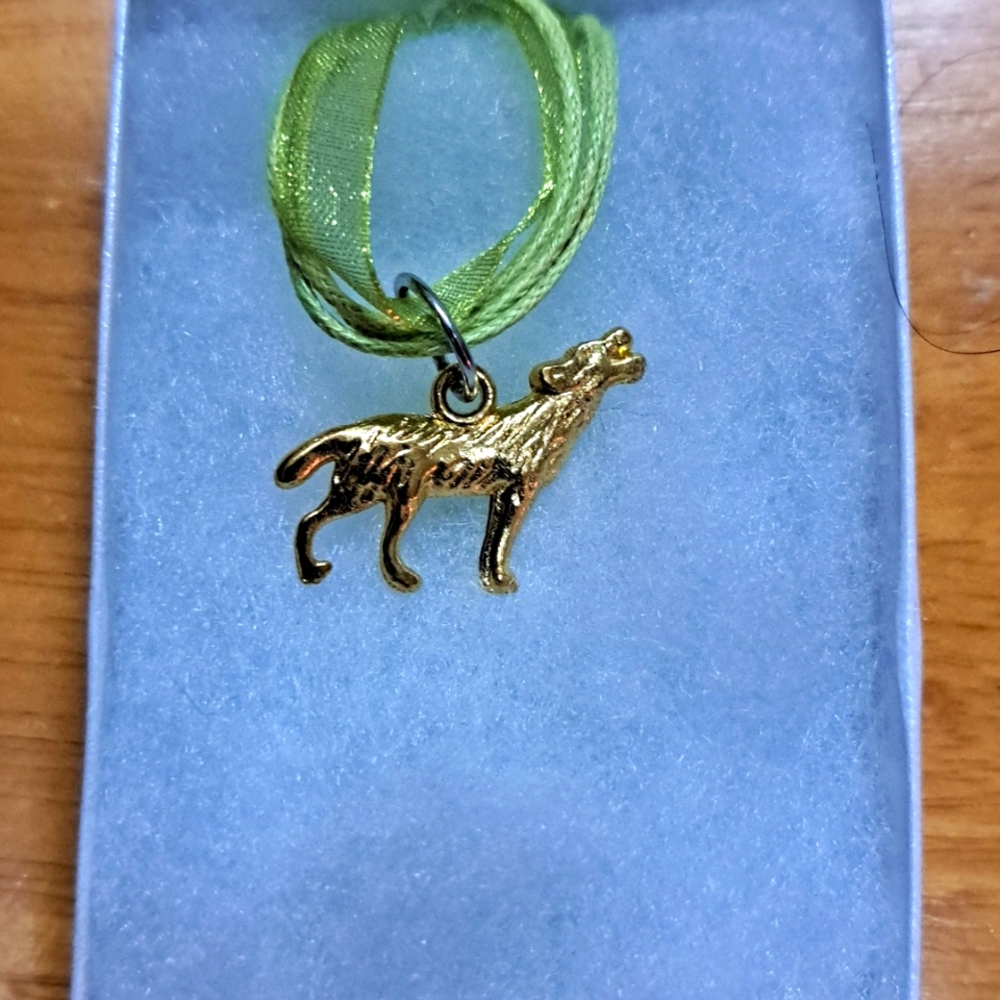 Gold Howling Wolf Necklace